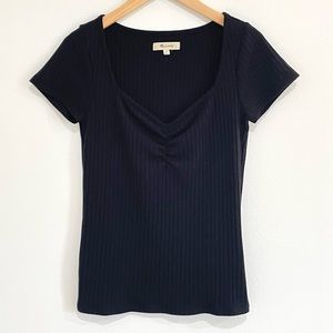 Madewell Ribbed Sweetheart Tee in True Black, ND850